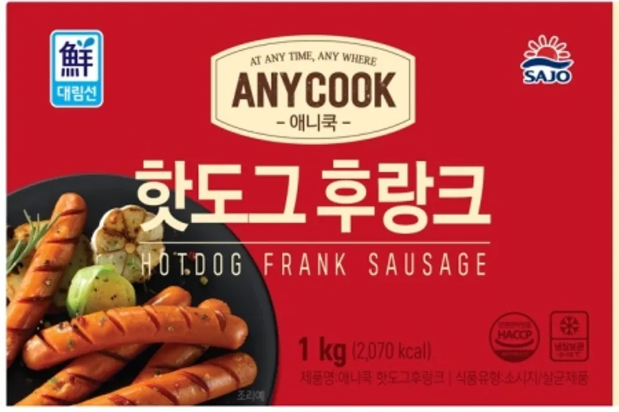 애니쿡핫도그후랑크, 1Kg, 사조대림, 냉장 이미지