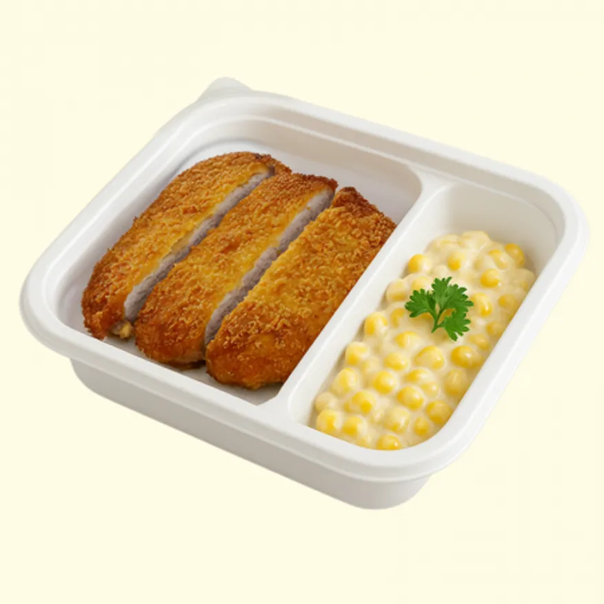 형제팩 사각 미니찬용기 12144-2칸(백색) 50개 세트(몸통+뚜껑) 이미지
