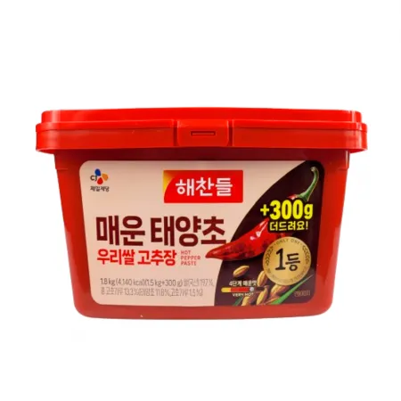 해찬들 100% 우리쌀 매운 태양초 고추장 1.8kg