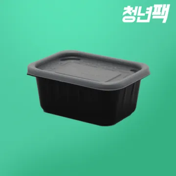 사각반죽용기 400ML 흑색 (몸통+뚜껑) 300세트