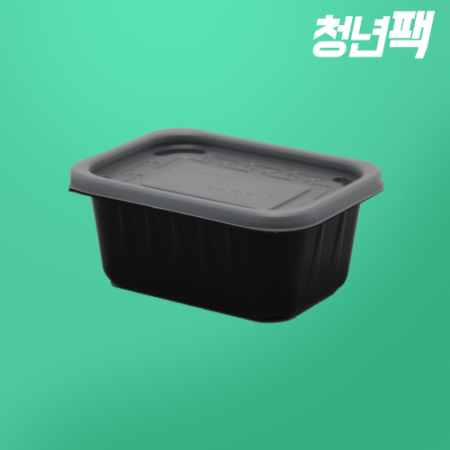 사각반죽용기 400ML 흑색 (몸통+뚜껑) 600세트