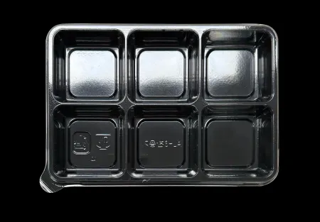 AJ 직사각 6칸 찬용기 검정 set 600개