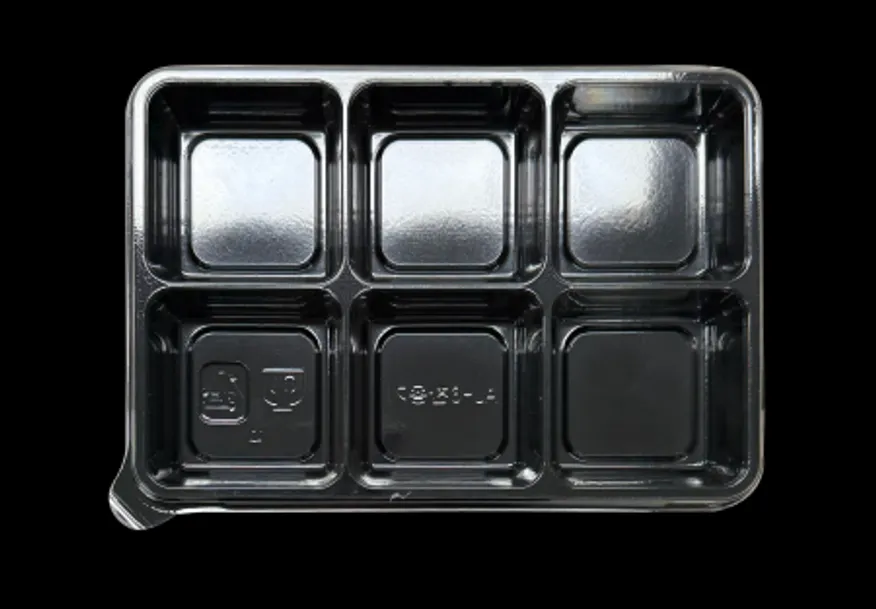 AJ 직사각 6칸 찬용기 검정 set 600개 이미지