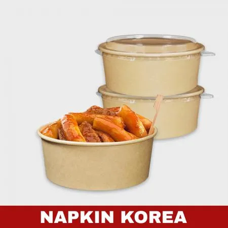 신형 크라프트 컵용기 1300ml (용기+PET뚜껑) 세트 300개입 이미지