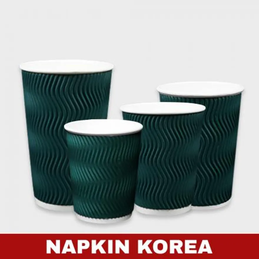 럭셔리 3중 단열컵 웨이브 그린 16oz 소포장 100개입 이미지