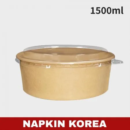 신형 크라프트 컵용기 1500ml (용기+PET뚜껑) 세트 300개입