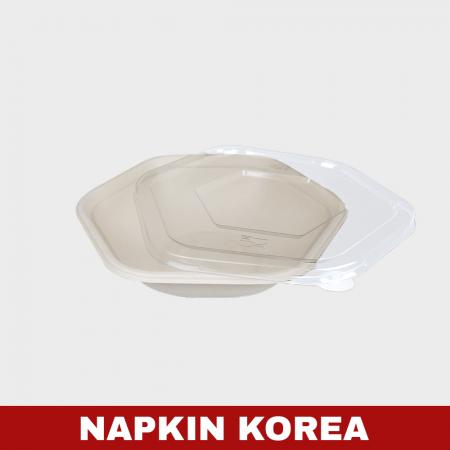 육각 펄프용기 소 (용기+PET 뚜껑) 세트 300개입