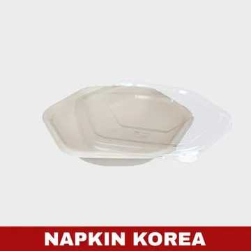 육각 펄프용기 소 (용기+PET 뚜껑) 세트 300개입