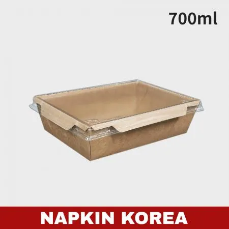 크라프트 도시락(용기+PET뚜껑) 700ml 세트 200개입