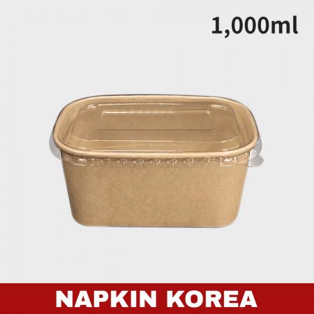 크라프트 사각용기 R1000B (용기+PET뚜껑) 세트 300개입