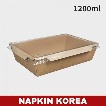크라프트 도시락(용기+PET뚜껑) 1200ml 세트 200개입