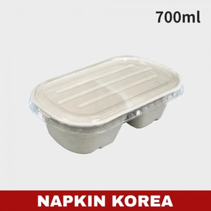 신형 펄프용기 N702 (용기+PET뚜껑) 세트 500개입 이미지