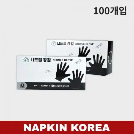 그린리빙 식품용 니트릴장갑 블랙 M 100개입