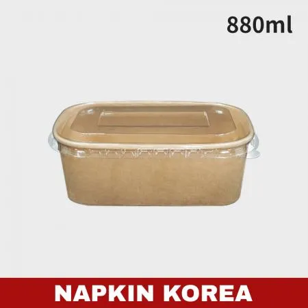 크라프트 사각용기 R880B (용기+PET뚜껑) 세트 300개입