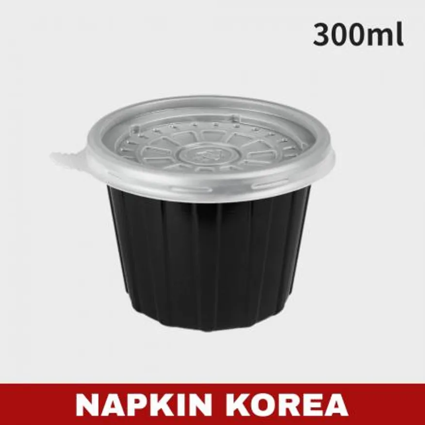 FP 95파이 다용도컵 대 블랙 (용기+뚜껑) 세트 1000개입 이미지