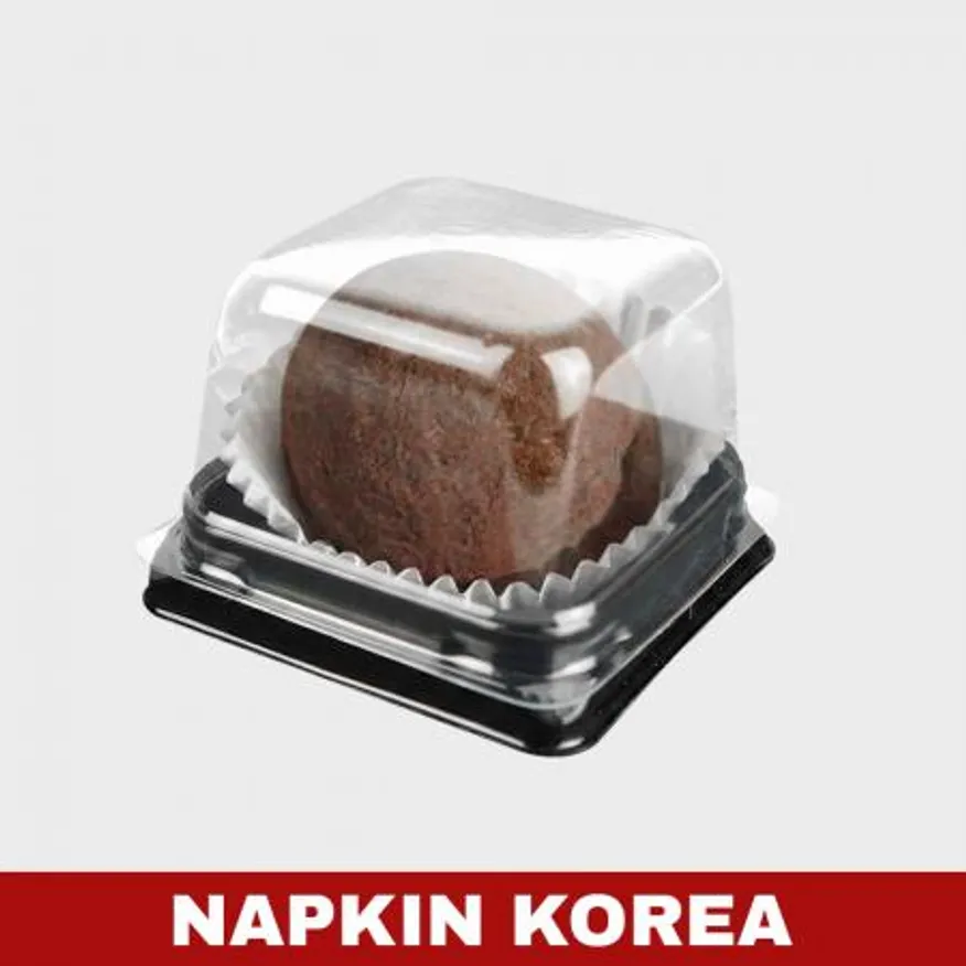 화과자(두쫀쿠)용기 (검정 용기+PET뚜껑) 세트 4800개입 이미지