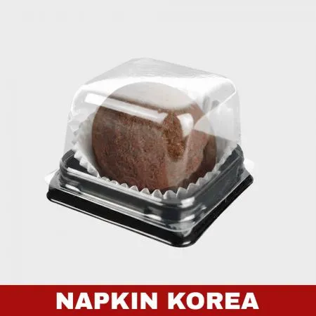 화과자(두쫀쿠)용기 (검정 용기+PET뚜껑) 세트 4800개입 이미지