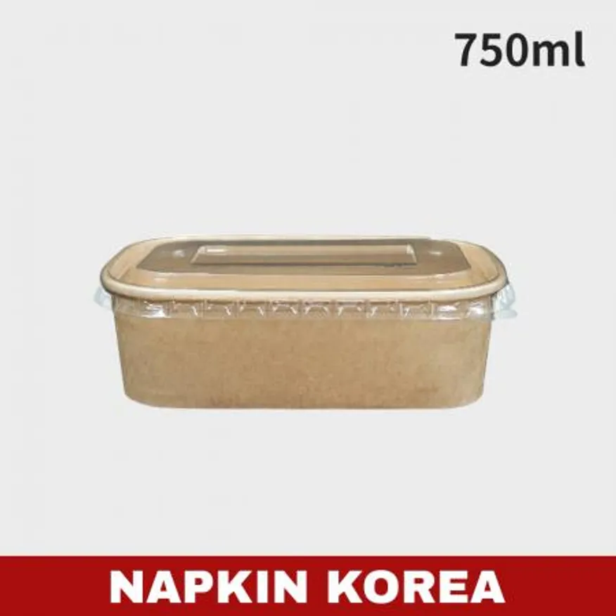 크라프트 사각용기 R750B (용기+PET뚜껑) 세트 300개입 이미지