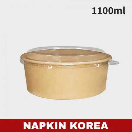 신형 크라프트 컵용기 1100ml (용기+PET뚜껑) 세트 300개입