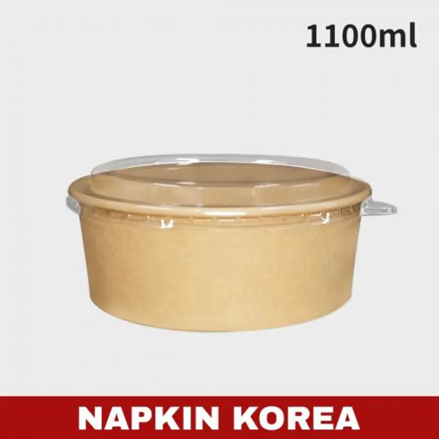신형 크라프트 컵용기 1100ml (용기+PET뚜껑) 세트 300개입 이미지