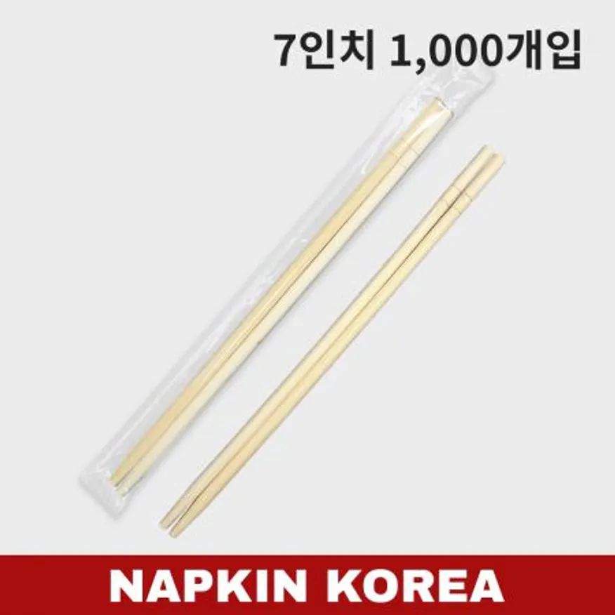 대나무 젓가락 A급 OPP 포장 7인치 1000개입 이미지