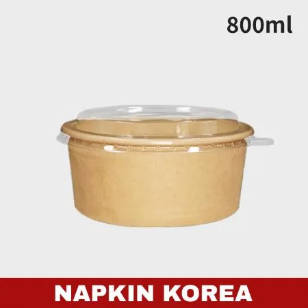 신형 크라프트 컵용기 800ml (용기+PET뚜껑) 세트 300개입