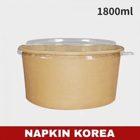 신형 크라프트 컵용기 1800ml (용기+PET뚜껑) 세트 300개입