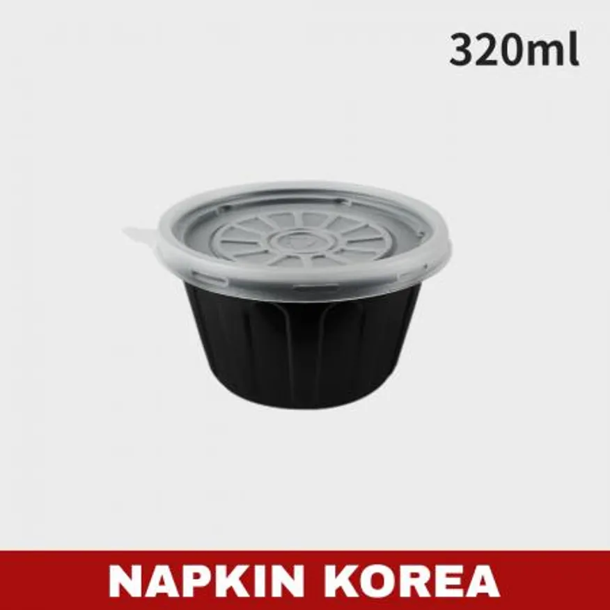 JH 105파이 다용도컵 중 검정 (용기+뚜껑) 세트 1000개입 이미지