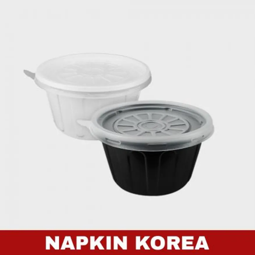 JH 105파이 다용도컵 중 검정 (용기+뚜껑) 세트 1000개입 이미지