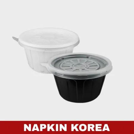 JH 105파이 다용도컵 중 검정 (용기+뚜껑) 세트 1000개입 이미지