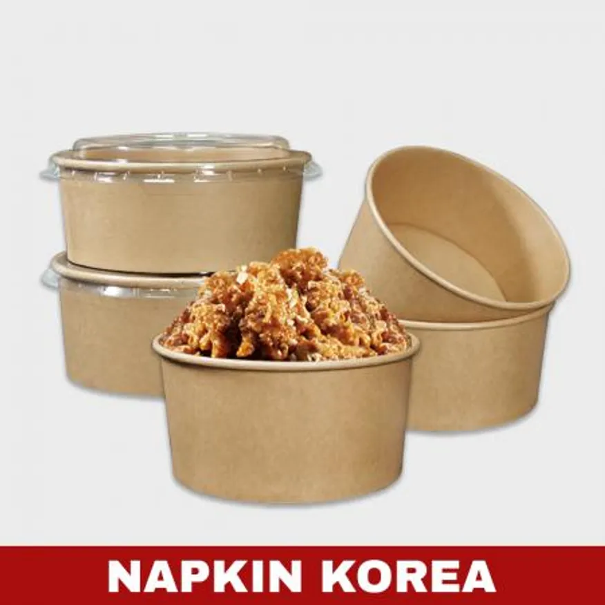 신형 크라프트 컵용기 1300ml (용기+PET뚜껑) 세트 300개입 이미지