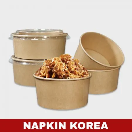 신형 크라프트 컵용기 1300ml (용기+PET뚜껑) 세트 300개입 이미지