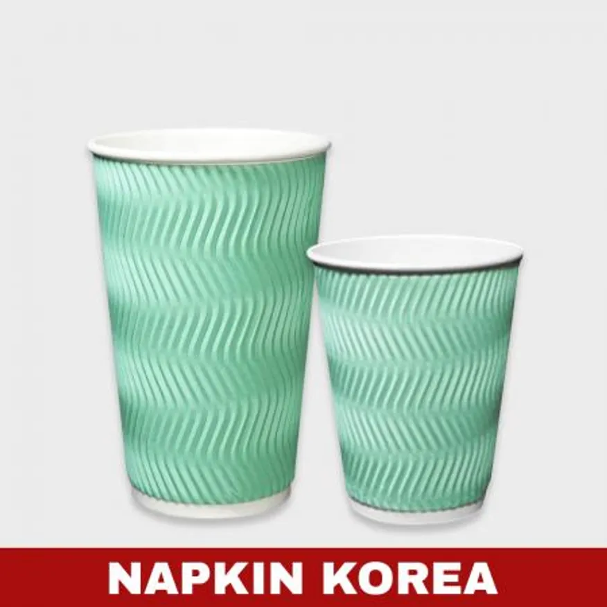 럭셔리 3중 단열컵 웨이브 민트 12oz 500개입 이미지