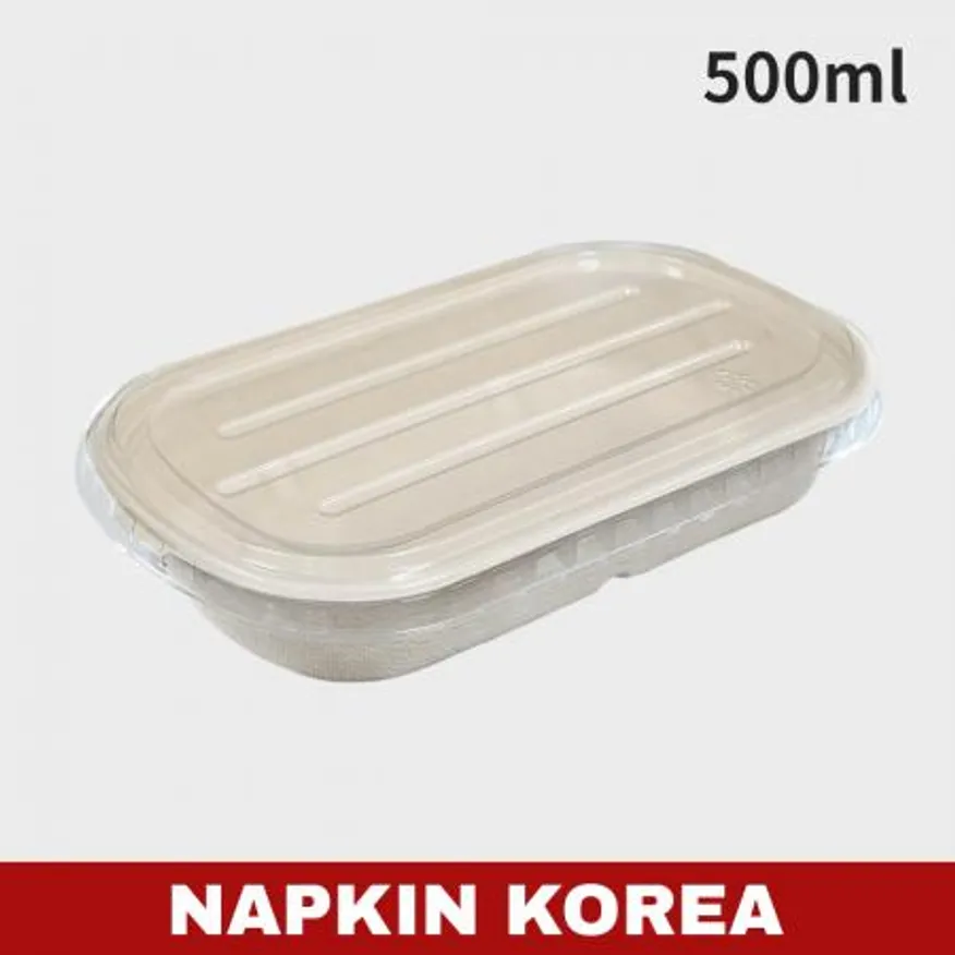 신형 펄프용기 N500 (용기+PET뚜껑) 세트 500개입 이미지