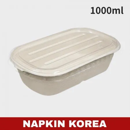 신형 펄프용기 N1000 (용기+PET뚜껑) 세트 500개입
