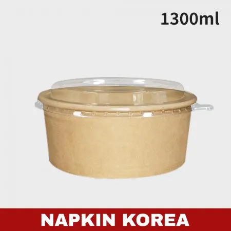 신형 크라프트 컵용기 1300ml (용기+PET뚜껑) 세트 300개입