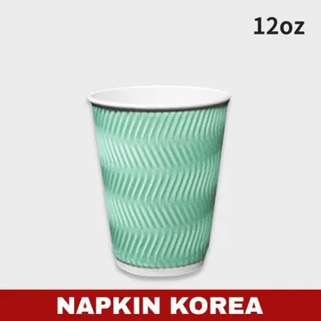 럭셔리 3중 단열컵 웨이브 민트 12oz 500개입