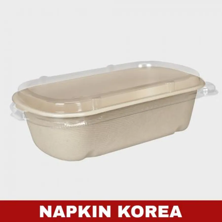 크라프트 펄프용기 BH008 (용기+PET뚜껑) 세트 500개입 이미지