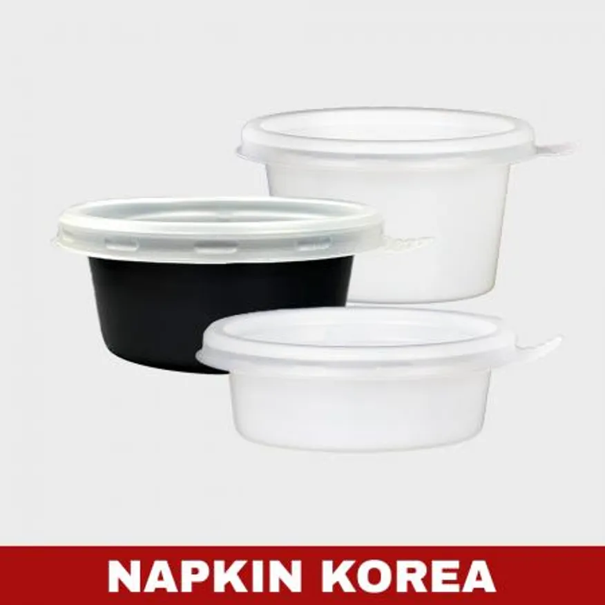 JH 68파이 소스컵 소 블랙 (용기+뚜껑) 세트 3000개입 이미지