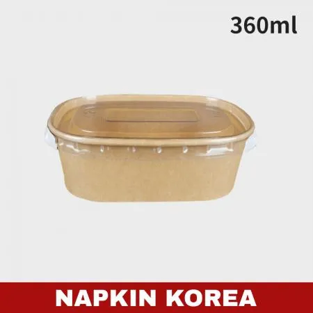 크라프트 사각용기 R360B (용기+PET뚜껑) 세트 300개입