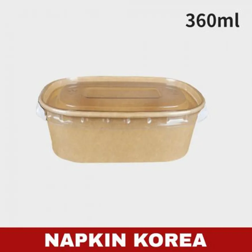 크라프트 사각용기 R360B (용기+PET뚜껑) 세트 300개입 이미지