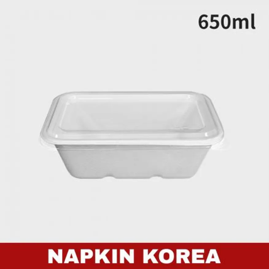 펄프용기 DBH-650 (용기+PET뚜껑) 세트 500개입 이미지