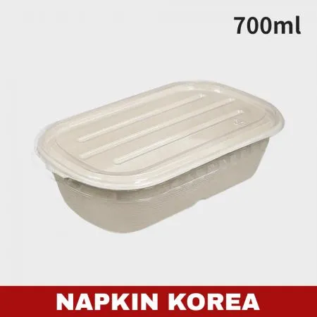 신형 펄프용기 N700 (용기+PET뚜껑) 세트 500개입