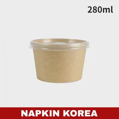크라프트 원형용기 280ml (용기+PP뚜껑) 세트 500개입