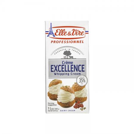 엘르앤비르 엑셀런스 휘핑크림 1L 무가당 동물성 유지방35% 1개 냉장포장