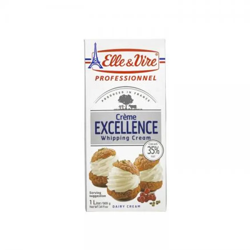 엘르앤비르 엑셀런스 휘핑크림 1L 무가당 동물성 유지방35% 1개 냉장포장 이미지