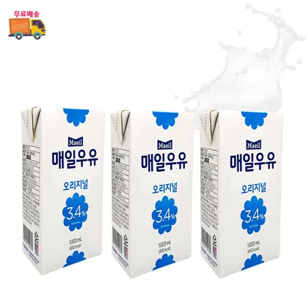 [무료배송] 매일유업 멸균우유 오리지널 3.4% 1L x 3팩 신선한 원유