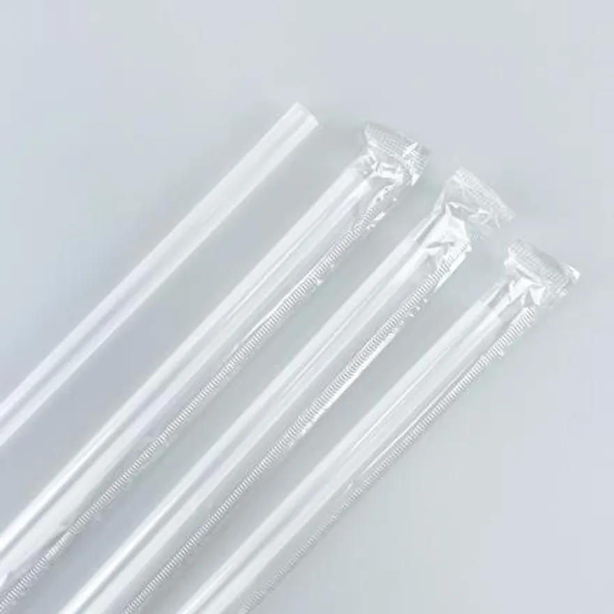 7mm x 28cm 투명 개별포장 빨대 5000개 이미지