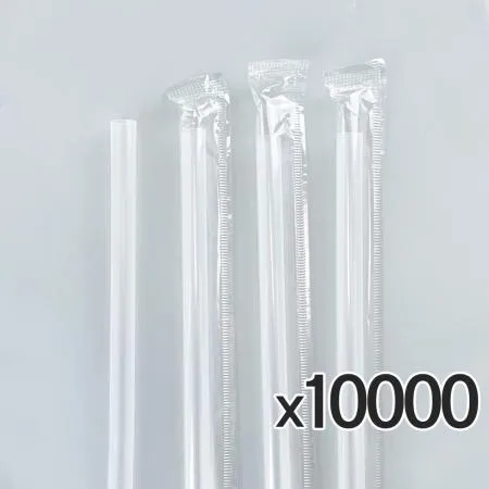 7mm x 21cm 투명 일자 개별포장 빨대 10000개