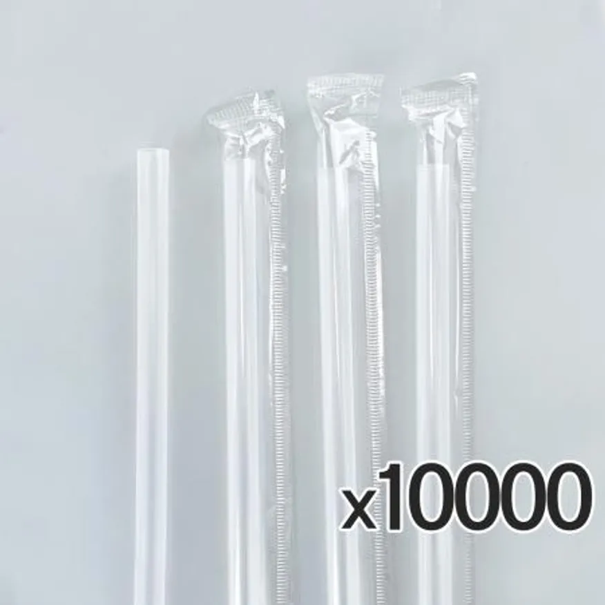 7mm x 21cm 투명 일자 개별포장 빨대 10000개 이미지
